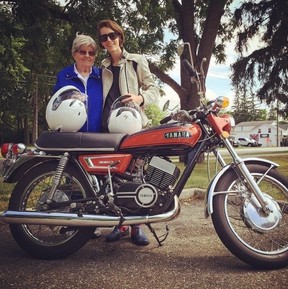 Motorcycle racer Holly Varey with her grandmother, Florence.