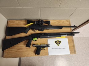 Perth County OPP arrested a driver while conducting a RIDE stop in North Perth after officers found a loaded handgun and other guns in the vehicle.