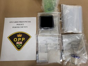 Perth County OPP seized suspected methamphetamine as well as a suspected stolen Can-Am utility vehicle after executing a search warrant at a home in Listowel last week.