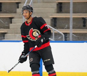 Djibril Toure takes part in a rookie tournament with the Ottawa Senators.
