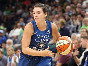 Chatham's Bridget Carleton, seen here in action in 2019, and the Minnesota Lynx are facing elimination heading into Game 2 of their WNBA first-round playoff series with the Connecticut Sun Sunday. (Jordan Johnson/ NBAE via Getty Images)