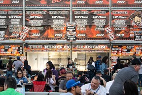 People eat at Wood Buffalo Ribfest in Fort McMurray on August 31, 2023. Vincent McDermott/Fort McMurray Today/Postmedia Network