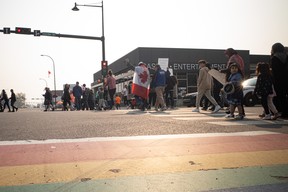 Protesters march through downtown Fort McMurray in the 1 Million March 4 Children on September 20, 2023. Vincent McDermott/Fort McMurray Today/Postmedia Network