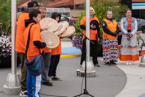 Drummers at Kiyam Community Park for the National Day for Truth and Reconciliation on Sept. 28, 2023. Vincent McDermott/Fort McMurray Today/Postmedia Network