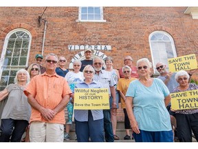 Some of the residents who are worried about the fate of the Old Town Hall in Vittoria gathered at the facility recently to discuss their concerns.
