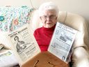 Former long-time reporter for The London Free Press, working out of the Chatham bureau, Win Miller passed away on Wednesday at age 104. This photo was taken in March 2019 for a story on her 100th birthday.  (Ellwood Shreve/Chatham Daily News)