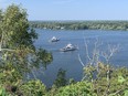 The MTO-operated ferries pass each other at the Glenora crossing