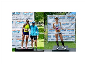 Cathay Sowerby (left in left picture) and Katrina Lee (right picture) recently won their age groups in races.