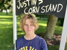 Justin Malott at his corn stand