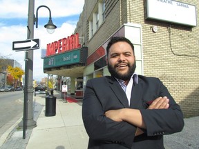 The late Ravi Srinivasan, founder of the South Western International Film Festival, is shown in this file photo standing outside the Imperial Theatre in Sarnia.