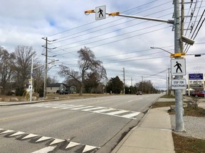 A pedestrian crossover, like this one at Michigan Avenue where the Howard Watson Nature Trail crosses, is planned for Lakeshore Road in Sarnia