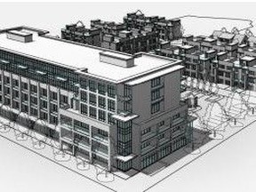 A sketch of a development proposed for Simcoe. HFW Holdings Limited is looking to build a six-storey mixed use building at 395 Queensway West.