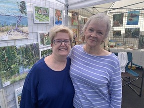 Pat Haftar (left) of Welland was the guest artist at the Norfolk Studio Tour on the weekend (Sept. 23-24). Her work was on display at the Simcoe home of her artist friend Robbin Pulver-Andrews.