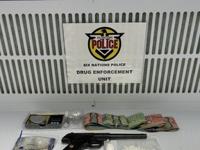 Six Nations Police seized weapons and drugs during a recent investigation.