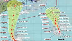 Hurricane Lee is tracking to hit New Brunswick early on Sunday as a weak hurricane or post-tropical storm with sustained winds of 95 kilometres per hour, according to the latest update from the Canadian Hurricane Centre (CHC). In an update issued at 6 a.m. on Tuesday, the centre published a map showing Lee's centre barrelling into the Saint John area, and travelling north toward Fredericton and Miramichi. There's still plenty of uncertainty about Lee's final track. "We are starting to get a better idea of how the weather will evolve this week over Atlantic Canada and the role Hurricane Lee may play," the CHC's update reads. "Once the hurricane makes a northward turn by late Wednesday it will further enhance the tropical air mass over Atlantic Canada. It will also have the effect of slowing the progress of a front which could increase the risk of heavy rainfall over the Maritime provinces during the latter part of the week. "We expect Lee's circulation to broaden significantly as it moves north later this week and there are no indicators at this time that the storm will be re-invigorated through merging with non-tropical weather systems. "Also it is possible the forward motion of the storm could slow which would permit further weakening over cooler waters before affecting land. "Given these factors, the storm would approach the region as a weak hurricane or strong tropical storm. The range of track possibilities is very broad this far ahead in time, ranging from somewhere in Maine to the southeast of Nova Scotia. With the expanding size of the hurricane and a long trajectory northward, building surf conditions and rip currents are expected along the Atlantic coast of Nova Scotia this week and particularly on Friday."