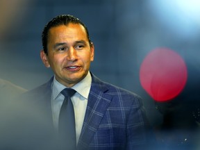 NDP leader Wab Kinew makes an election announcement on home care, at the Notre Dame Recreation Centre in St. Boniface, on Sunday, Sept. 10, 2023.