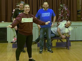 Perth County Players actor Kate Beath rehearses as Princess Winnifred with her fellow cast members for the community theatre group's upcoming production of Once Upon a Mattress opening Nov. 17.
