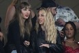 Taylor Swift and Brittany Mahomes watch play between the New York Jets and the Kansas City Chiefs during Sunday Night Football.