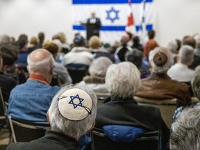 More than 600 people took part in the community gathering in support of the people of Israel at the Jewish Community Center in London, Ontario on Tuesday October 10, 2023. (Derek Ruttan/The London Free Press)
