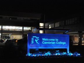 October is Learning Disabilities Awareness Month and the official colour of the occasion is blue. To show its support, Cambrian College participated earlier this week in Light the Night Sky Blue, during which the outside of the Glenn Crombie Centre was lit up in blue.