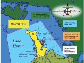 SON lawyers are considering an appeal to the Supreme Court of Canada concerning its multi-billion-dollar Bruce Peninsula land claim and Aboriginal title claim to the surrounding waters. (Supplied map)
