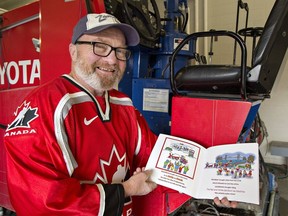 Jimmy "The Iceman" MacNeil holds a copy of his book The Red and White Zamboni Ice Machine in this December 7, 2017 photo. The Brantford man -- named 1999 Zamboni Driver of the Year -- was selected for the Drive for Gold Tour in 2001-02 taking a zamboni across the country. He passed away on Sunday, October 15, 2023. Brian Thompson/Brantford Expositor/Postmedia Network