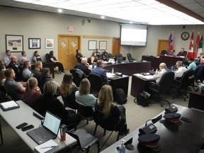 Wide shot of council chambers during Oct. 5, 2023, Cornwall police services board meeting