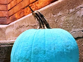A pumpkin and a little teal coloured paint can let your trick-or-treaters know that they can get allergy safe treats at your house. supplied by Melissa Harvey