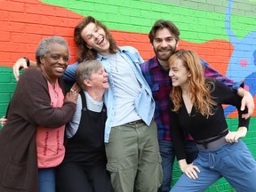 The cast of The Curious Incident of the Dog in the Night-Time includes Marcia Johnson, left, Deborah Drakeford, Colton Gobbo, Adriano Reis and Katie Wise.