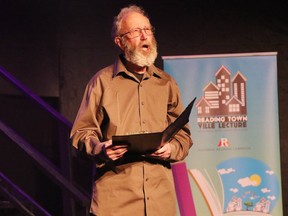 Roger Nash, reciting a poem in this file photo, returns to Wordstock Sudbury next week.