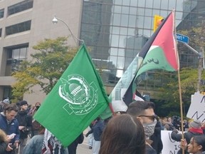 A Hamas flag was paraded at a pro-Palestinian protest earlier this month in Toronto -- Supplied photo