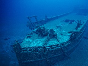 A shipwreck believed to be the 128-year-old steamship called Africa at the bottom of Lake Huron 85 metres below the surface. Photo by Inspired Planet Productions