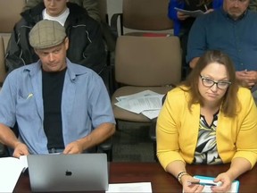 Jonas, left, and Alice Boll spoke to Woodlands County council during a public hearing and rezoning of a property at the Whitecourt Airport. The question came up amid a legal dispute and settlement agreement between Jonas Boll and Woodlands County.