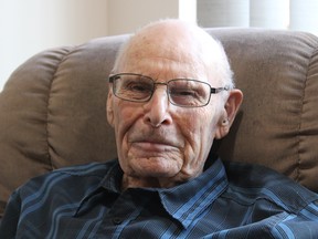 Jim Gates, a resident at Carveth Retirement Lodge in Gananoque, turns 100-years old. Catherine Reynolds/ supplied photo