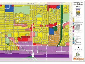 An example of a zoning map in Sarnia's draft zoning bylaw.