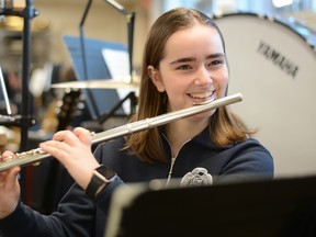 Violet Smith, a Grade 11 music student at Marymount Academy, made history on Saturday by performing with the Sudbury Symphony Orchestra in its Christmas Concert, Poems for Snow.