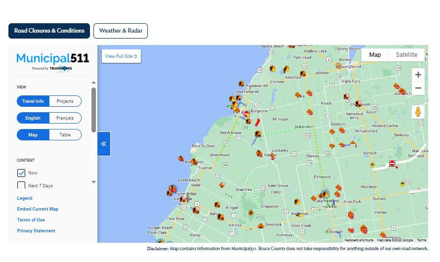 Bruce County s webpage offers updated road conditions The