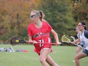 Owen Sound's Bree Wilkins in action with Team Ontario at a Intercollegiate Women's Lacrosse Coaches Association tournament in Florida. Photo supplied.
