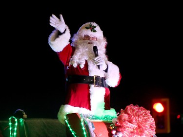 Parade-goers took advantage of the mild temperatures in Sudbury, Ontario on Saturday, November 18, 2023 as they lined the downtown streets to watch the Santa Claus Parade.