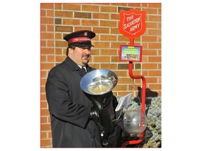Maj. Rick Honcharsky, a former corps officer with the Salvation Army in Simcoe, Ontario stands by a kettle. The 2023 Kettle Campaign launches on Friday, November 17, 2023. SUBMITTED PHOTO