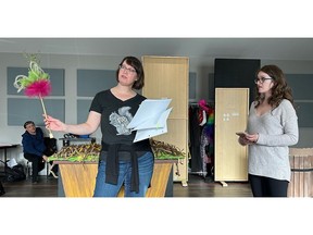 Actors Sal Figliomeni (seated in background), Lori Nancy Kalamanski as The Fairy, and Katie Edwards (right) as The Princess rehearse a scene from Lighthouse Festival's production of Jack and the Beanstalk - the Panto. Performances run Nov. 29 to Dec. 9 in Port Dover, and Dec. 13 to 17 in Port Colborne. SUBMITTED PHOTO