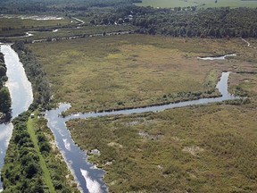 Aerial photo of Cooper Marsh Conservation Area near Lancaster, Ont.