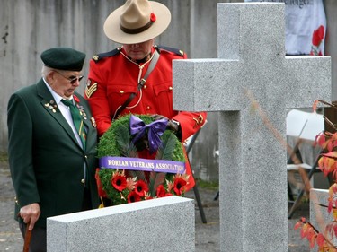 A wreath is laid at the Royal Canadian Legion Branch 560's cenotaph during its Remembrance Day ceremony on Saturday that the legion on Montreal Street. (Jan Murphy/The Kingston Whig-Standard/Postmedia Network)