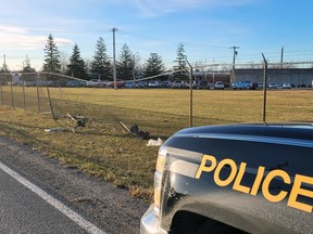 Damaged to the Quinte Detention Centre fence caused by a truck in Napanee, on Friday.