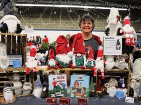 Laura Burger of Lauralu Art in Mayerthorpe had a table at the Kinette Christmas Market, featuring gnomes she made from materials and stuffing, and her children's book Lucy, Where Are You? The Kinette Club of Mayerthorpe spearheaded the 46th annual Kinette Christmas Market at the Diamond Centre on Saturday.
