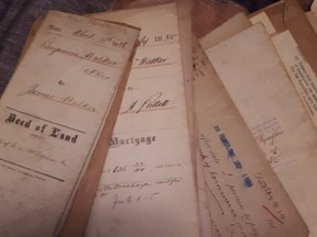A London woman is looking for help finding historical documents related to Plympton-Wyoming and Warwick she thinks she dropped off at the wrong house on Bradford Drive in Sarnia Feb. 1, 2020.