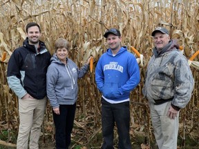 The Townsend family -- Tanner, left, Livia, Blair and Mitchell -- of Norfolk County are Canada's largest growers and manufacturers of popping corn.