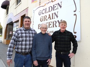 The Andlar family of Golden Grain Bakery fame, includes Dave, left, John Sr. and John. The bakery is closing on December 3, 2023.