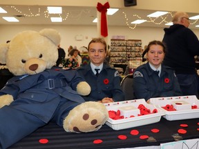Whitecourt cadets Samuel and Elizabeth Lapointe sold poppies at the 2023 Westward Christmas Market on Saturday. Whitecourt will mark Remembrance Day at the Allan and Jean Millar Centre, marking the second year the services have been held in that facility.