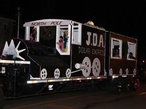 The Polar Express hit the streets of downtown Whitecourt, courtesy of JDA Ventures, for the Santa Claus Parade on Saturday night. The annual event was organized by the Whitecourt and District Chamber of Commerce.